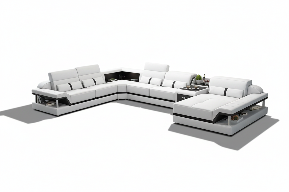 Bewley Modern Leather Sectional With Storage