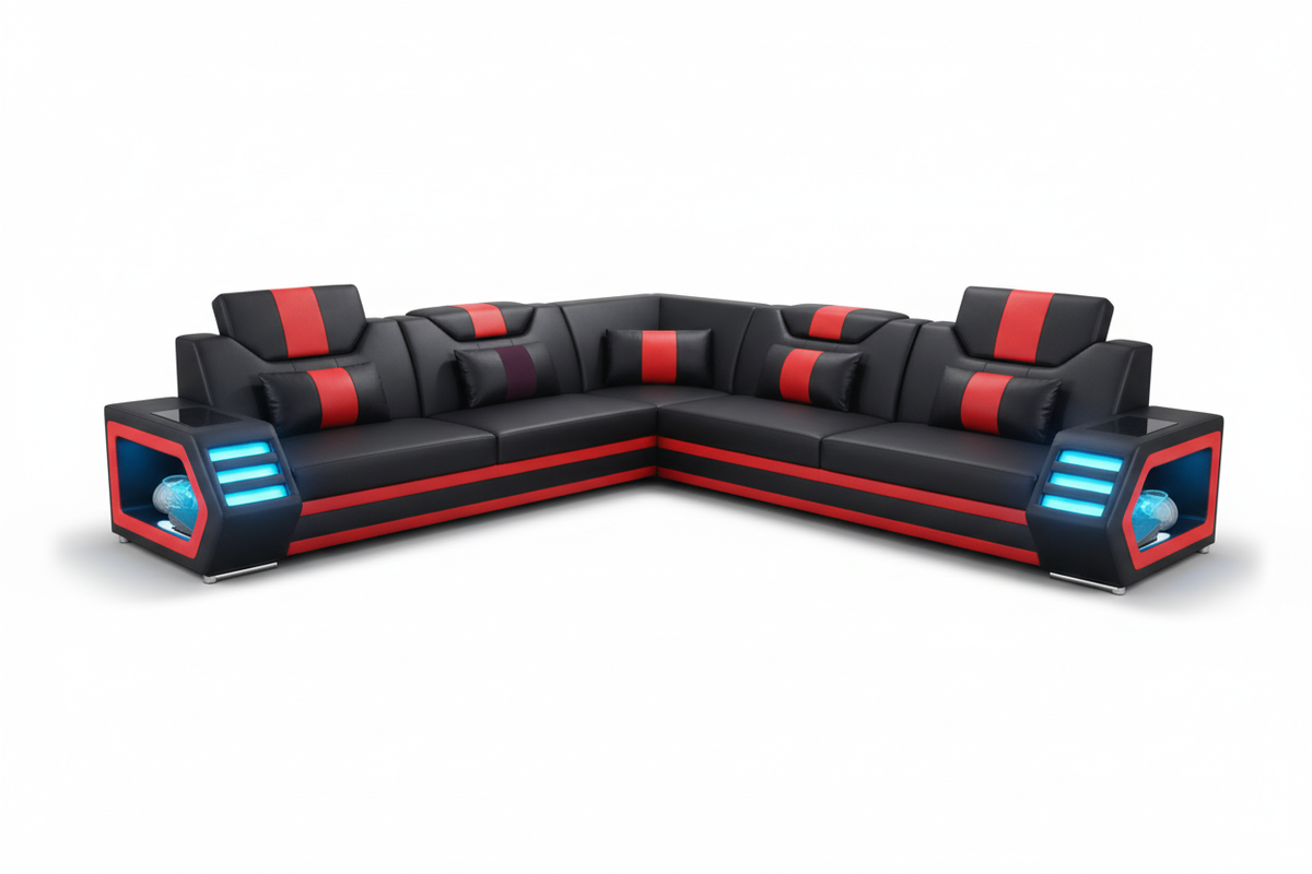 Mcmanu Modern Leather Sectional with LED Light