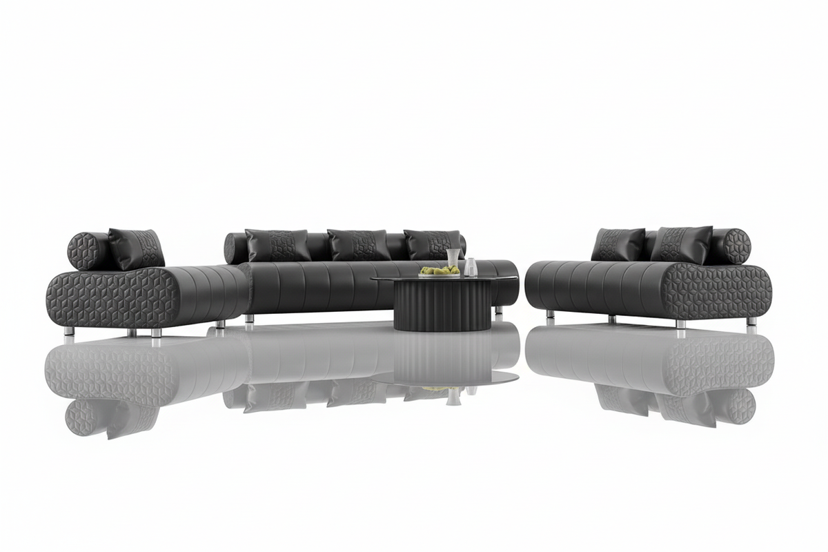 Puffer Modern Leather Sofa Set