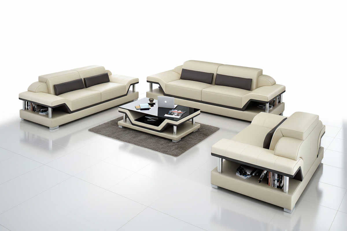 Taliya Leather Sofa Set with Adjustable Headrest