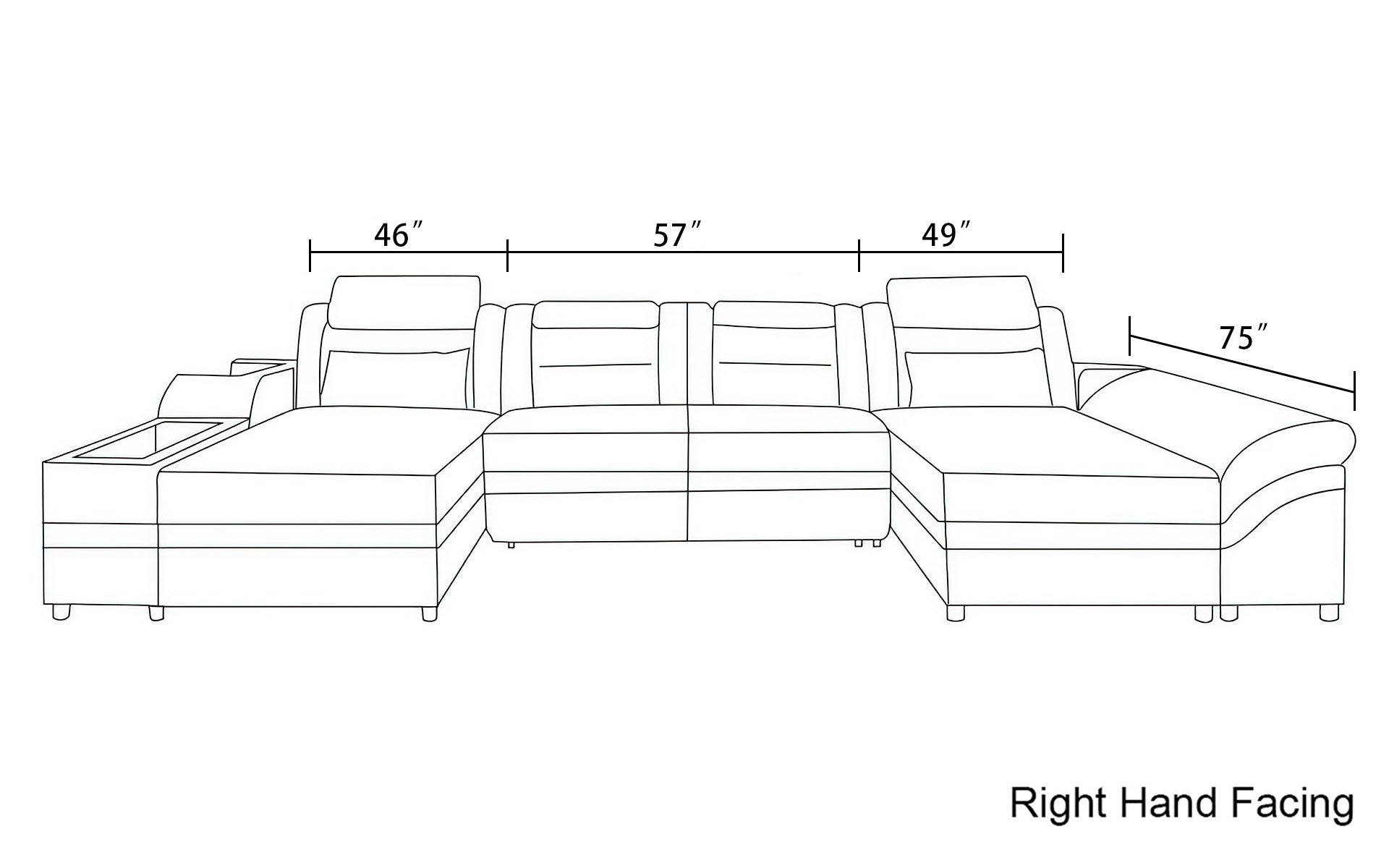Venus Modern Leather Sectional with LED Light
