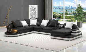 Lillian Modern Leather Sectional with Console