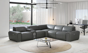 Tumbler Modern Leather Reclining Sectional With Speakers
