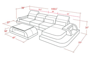 Brosnan Leather Sectional with LED Light