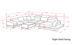 Everly Leather Sectional with LED Lights