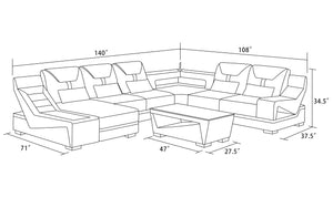 Odyssey Modern Leather Sectional