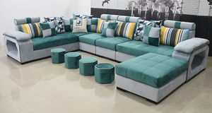 Selena Green & Grey Modular Tufted Sectional