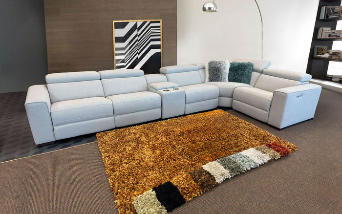 Fabric Birt Sectional Sofa With Recliners