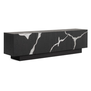 Modrest Aspen - Modern Matte Brown Ash & Silver TV Stand