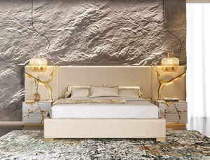 Modrest Alva - Modern Beige + White + Gold Bedroom Set