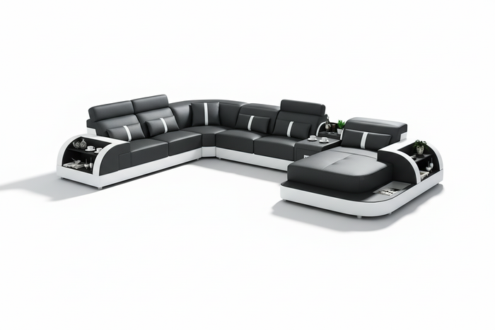 Blaylock Modern Sectional Sofa with LED Light