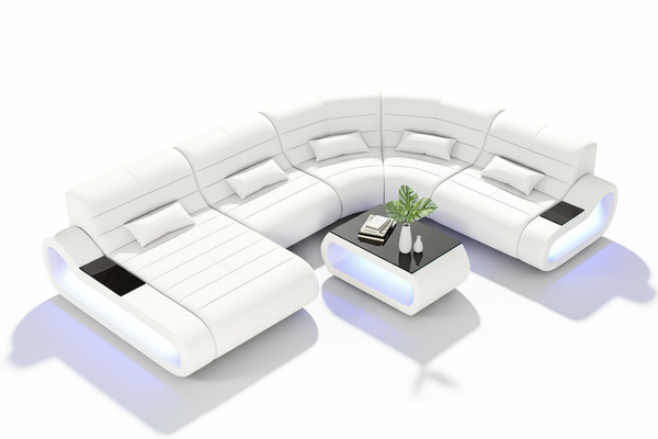 Catina Leather Curve Shape Sectional