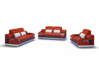 Celsius Modern Leather Sofa Set - Reddish Orange