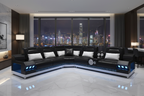 Celsius Small Modern Leather Sectional with Console - Hong Kong