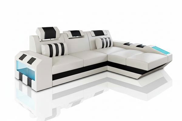 Cosmo Compact LED Sectional - Small Space Party Couch with Mood Lighting