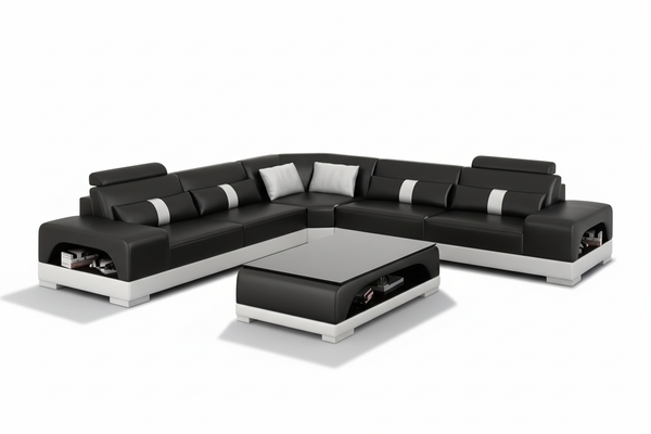 Mequon Corner Leather Sectional with Storage