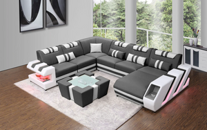 Neptune Modern Leather Sectional with LED Light