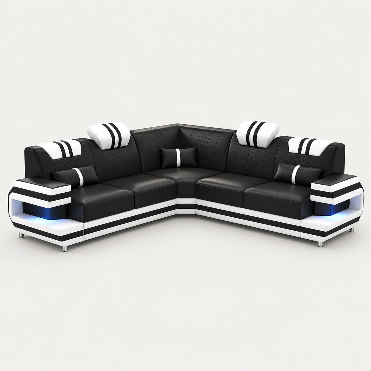 Aura Corner Leather Sectional Sofa with LED Light | Modern Designer Couch