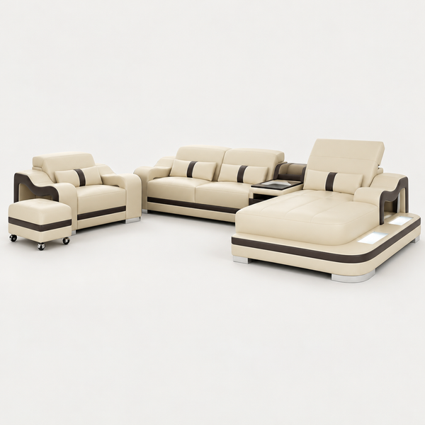 Sydney Leather Sectional With Ottoman