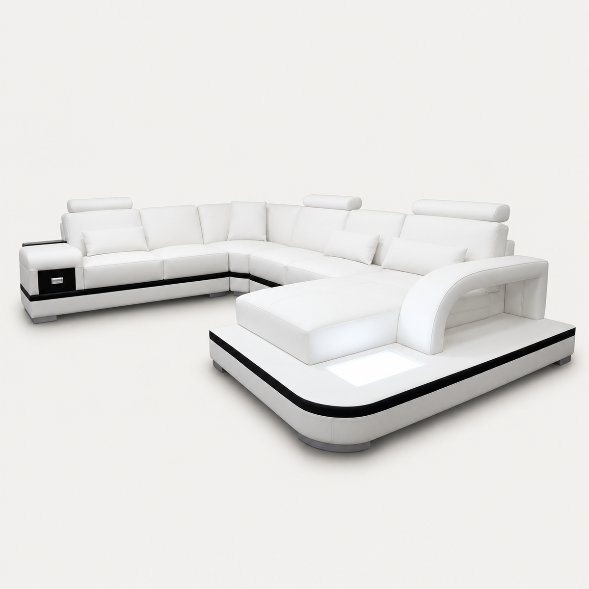 Everly Leather Sectional with LED Lights