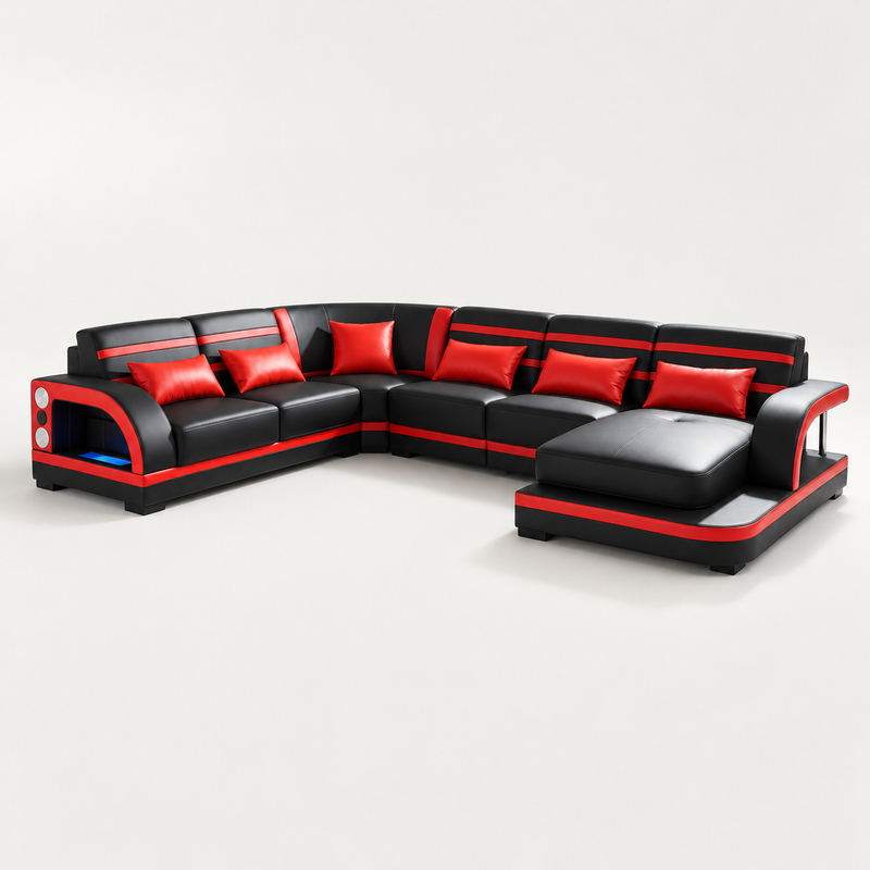 Grando Modern Sectional with Speaker & Wireless Charger & LED Lights