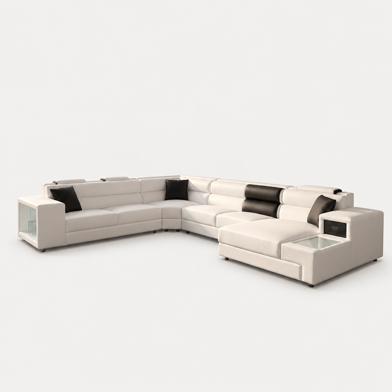 Martinelli Modern Large Leather Sectional With Storage