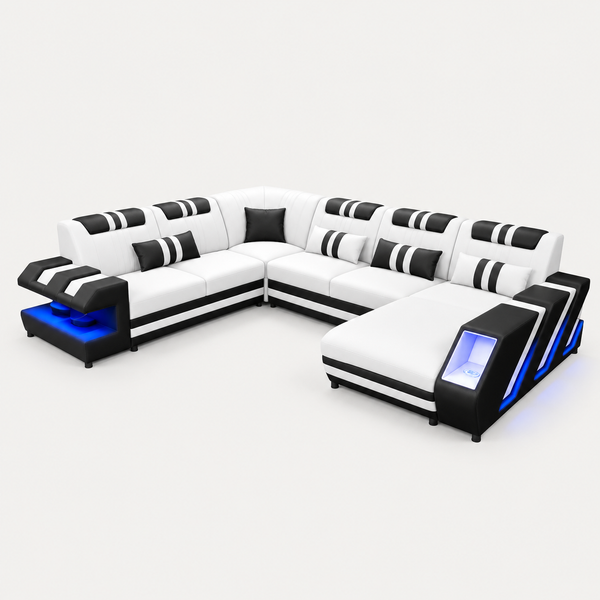 Neptune Modern Leather Sectional with LED Light