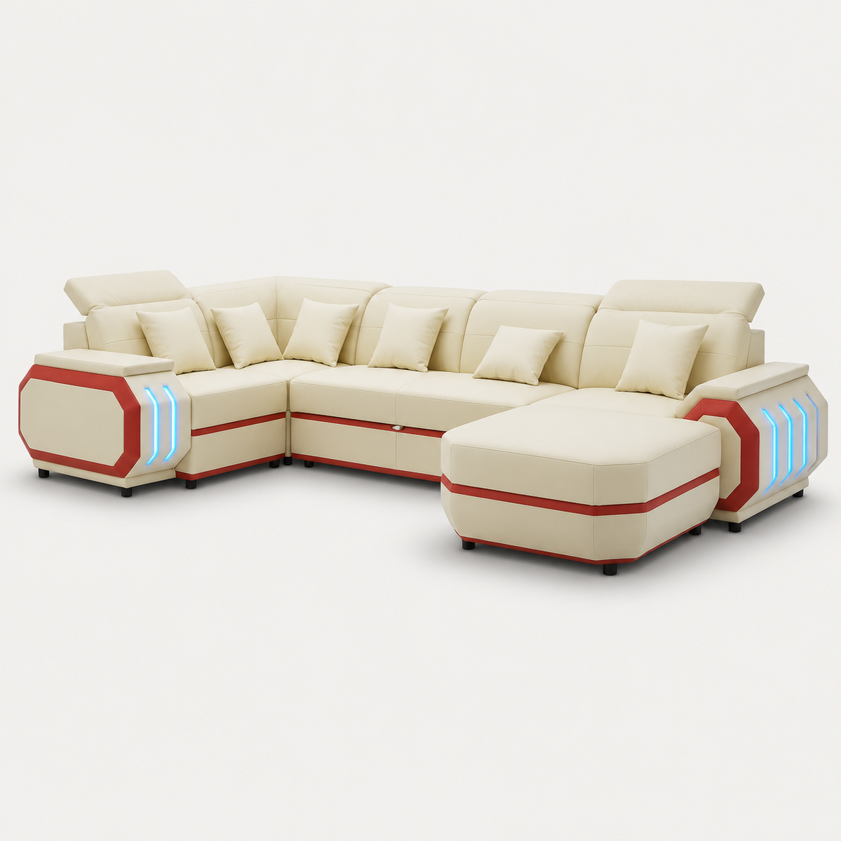 Univo Modern Leather Sectional with LED Lights