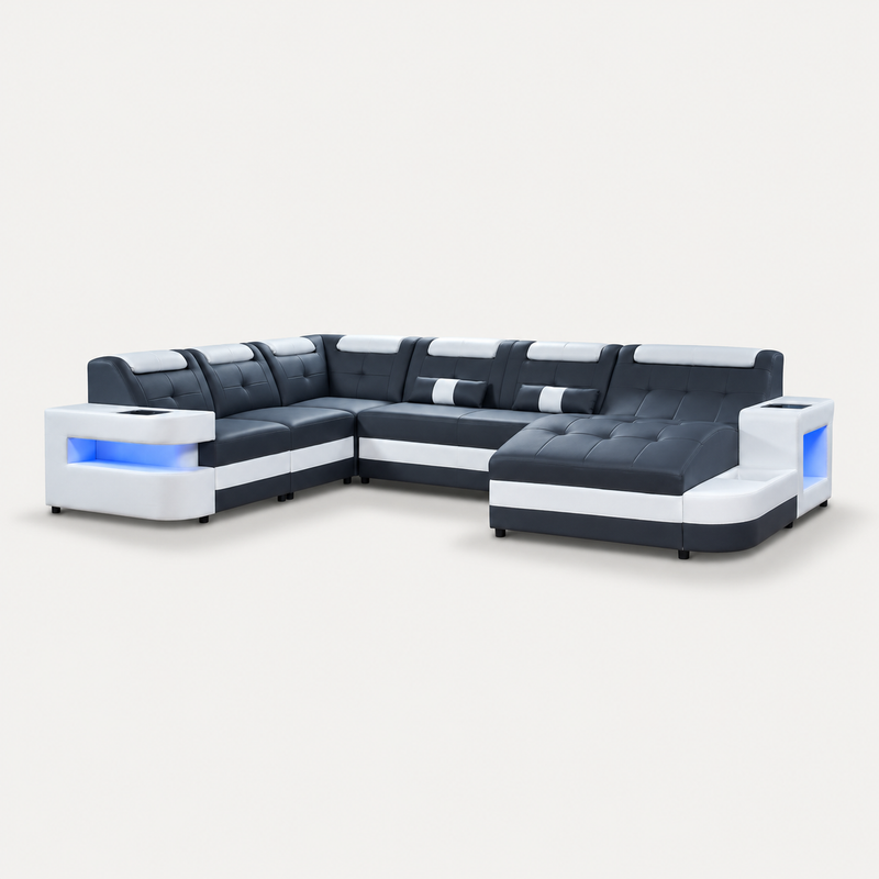 Uranus Modern Leather Sectional with LED Light