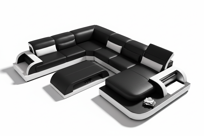 Molinaro Leather Sectional with Adjustable Headrest