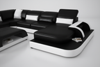 Molinaro Leather Sectional with Adjustable Headrest