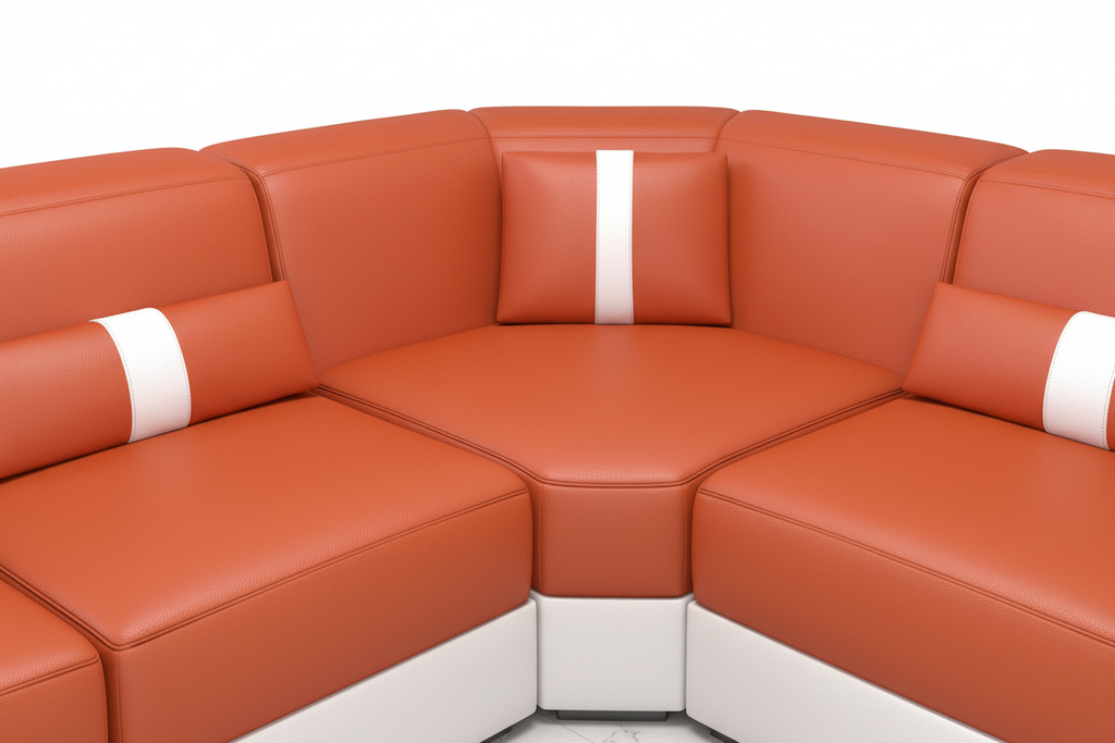Piliu Leather Corner Sectional with Side Storage - Cushion Detail