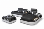 Piliu Small Leather Sectional with Chaise - Invisible Legs 1
