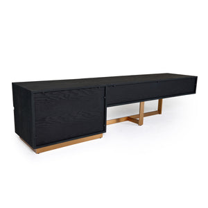 Modrest Tasha - Modern Black Ash + Brushed Gold TV Stand