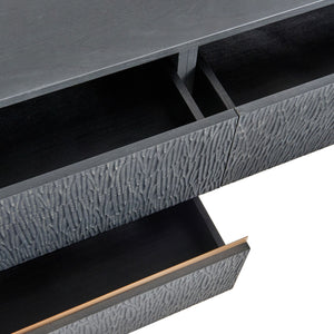 Modrest Tasha - Modern Black Ash + Brushed Gold TV Stand