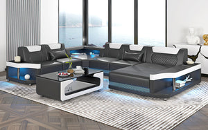 Tate Modern Leather Sectional with LED Light