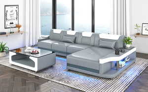 Tate Modern Leather Small Sectional with LED Light