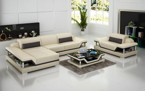 Taliya Mini Modern Leather Sectional with Chaise