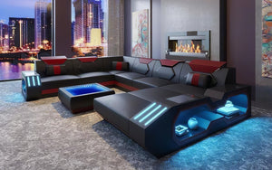 Sahara Modern Leather Sectional with LED Light