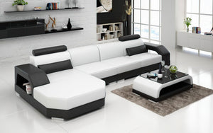 Luxi Small Modern Leather Sectional with Chaise