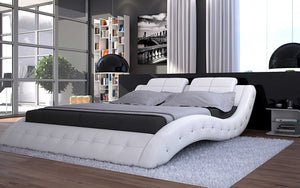 Hnoss Curved Modern Leather Platform Bed