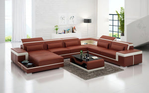 Perrault Leather Sectional with Adjustable Headrest