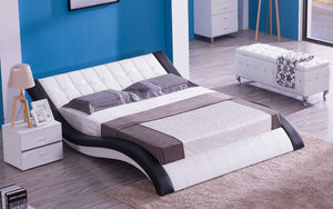 Sunna Curved Modern Leather Platform Smart Bed With LED Light