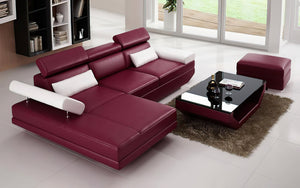 Merdell Mini Modern Leather Sectional with Chaise