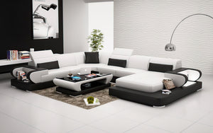 Ezrael Modern U-Shape Leather Sectional