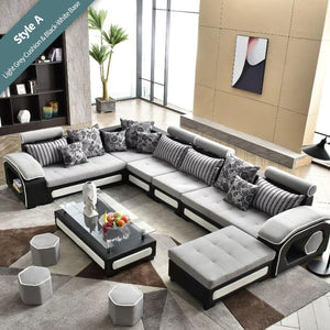 Selena Modular Tufted Sectional Style A(Light Grey & Black/White)