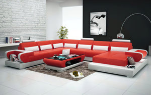 Mirak Modern U-Shape Leather Sectional