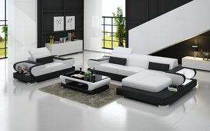 Ezrael Mini Modern Leather Sectional with Chaise