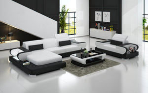 Ezrael Mini Modern Leather Sectional with Chaise