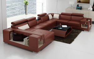 Moore Leather Sectional with Storage